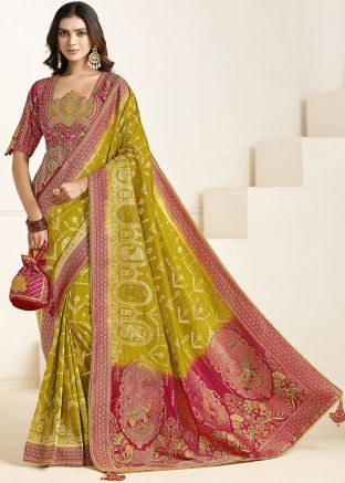 Green Zari Woven Saree In Silk