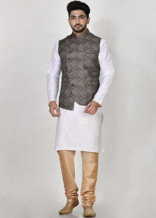 Grey Readymade Digital Printed Nehru Jacket