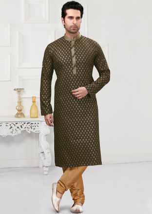 Green Readymade Printed Kurta Churidaar Set