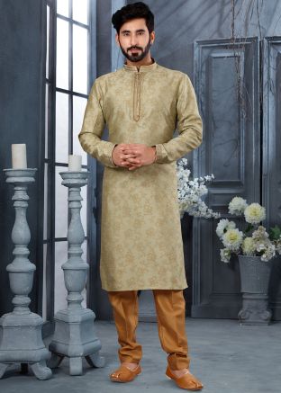 Readymade Green Kurta Pajama In Digital Print