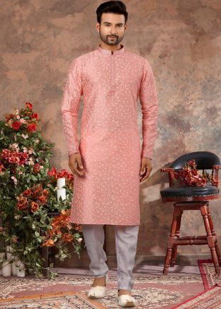 Pink Digital Floral Printed Kurta With Churidar