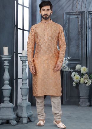 Readymade Digital Printed Peach Kurta Pajama