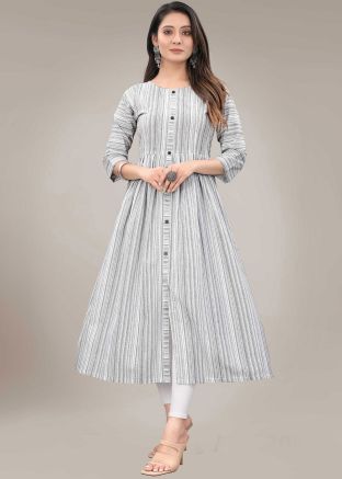 Readymade White & Black Stripped Kurta