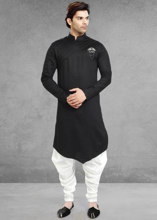 Black Dhoti With Kurta In Asymmetric Style