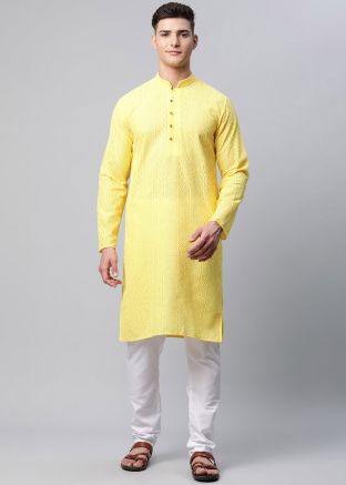 Readymade Yellow Color Cotton Kurta
