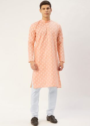 Cotton Readymade Kurta In Peach