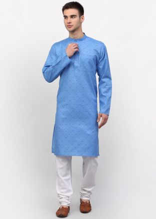 Readymade Blue Color Cotton Kurta