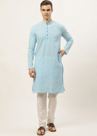 Cotton Readymade Kurta In Blue