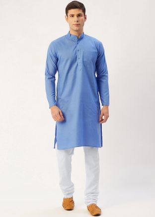 Cotton Readymade Kurta In Blue