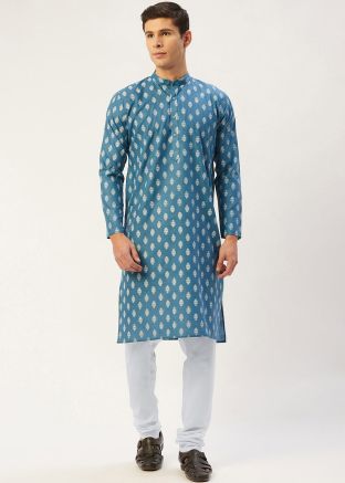 Cotton Readymade Kurta In Blue