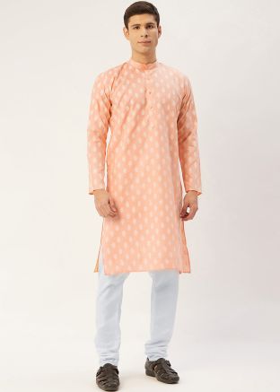 Readymade Peach Color Cotton Kurta Pajama