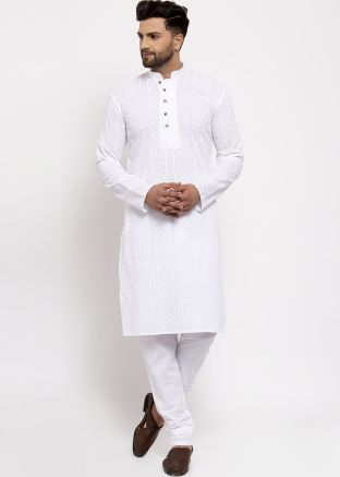 Readymade White Cotton Kurta