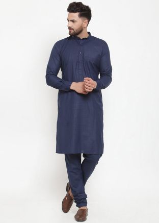 Readymade Blue Cotton Kurta