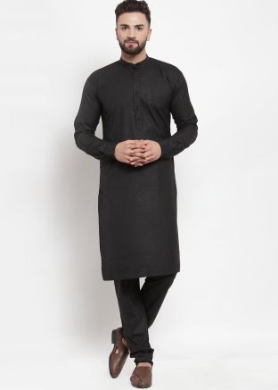 Readymade Black Cotton Kurta