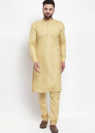 Readymade Beige Cotton Kurta