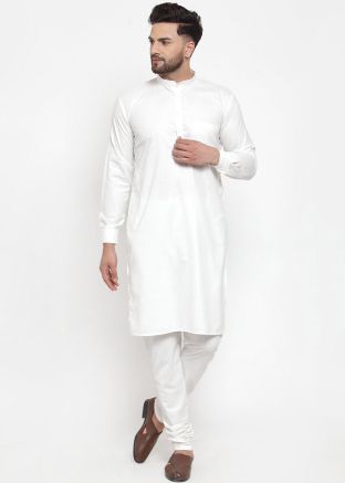 Readymade White Cotton Kurta