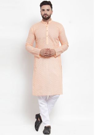 Readymade Orange Cotton Kurta