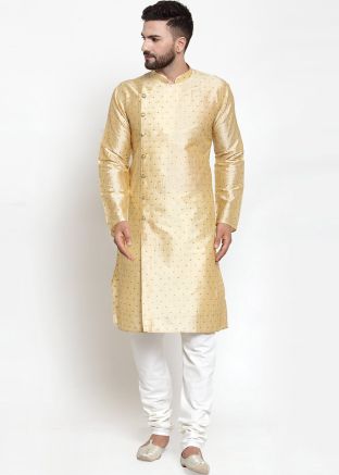Readymade Yellow Dupion Silk Kurta