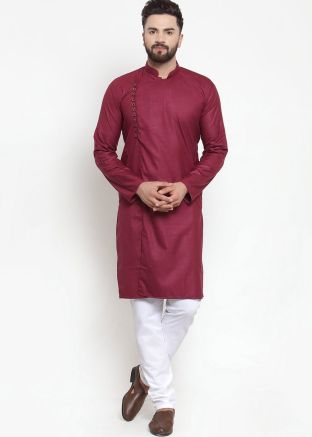 Readymade Maroon Cotton Kurta