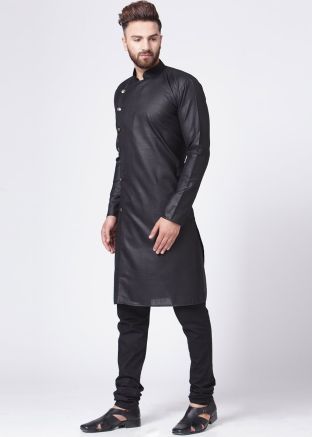 Readymade Black Cotton Kurta