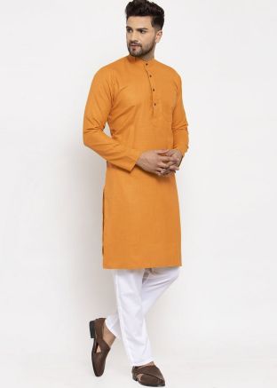 Readymade Mustard Cotton Kurta