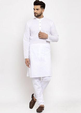 Readymade White Cotton Kurta