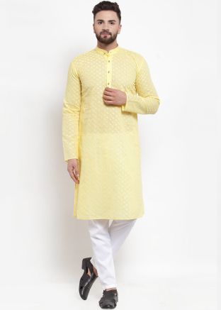 Readymade Yellow Cotton Kurta