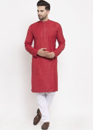 Readymade Maroon Cotton Kurta