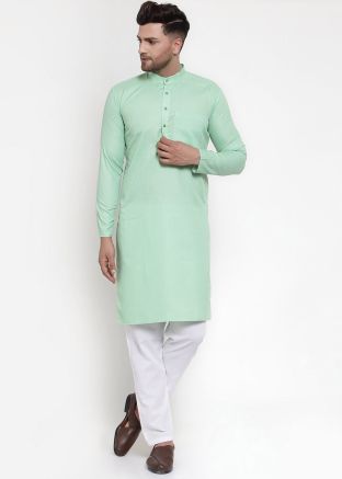Readymade Green Cotton Kurta Pajama