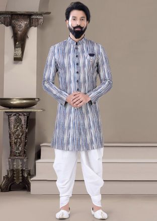 Multicolor Embroidered Indo Westen Sherwani In Art Silk
