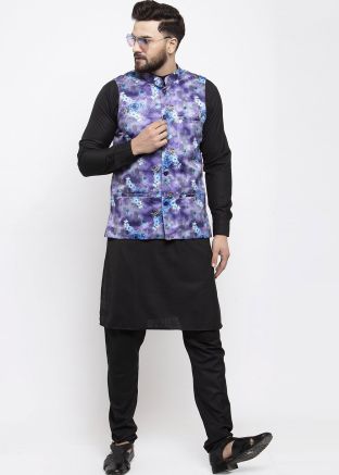 Readymade Purple Silk Nehru Jacket