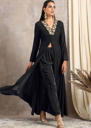 Black Velvet Long Tunic With Pant