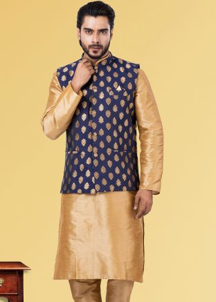 Readymade Blue Woven Nehru Jacket 