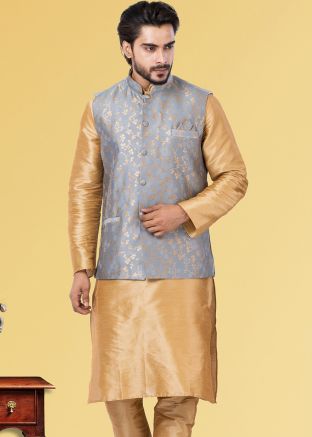 Readymade Grey Woven Nehru Jacket