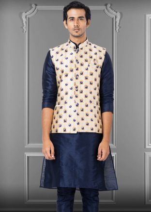 Readymade Cream Woven Nehru Jacket 