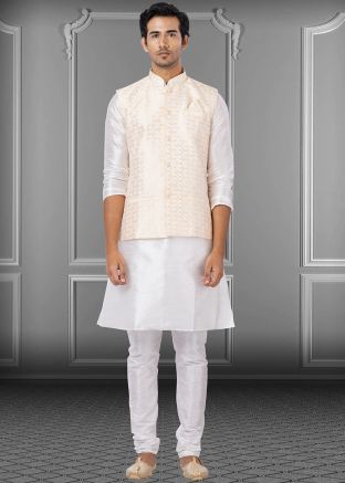 Readymade Dupion Silk Kurta Pajama With Jacket