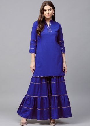Blue Laced Kurta & Palazzo Set