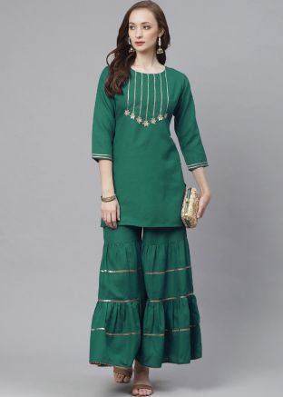 Green Gota Patti Embroidered Kurta Set