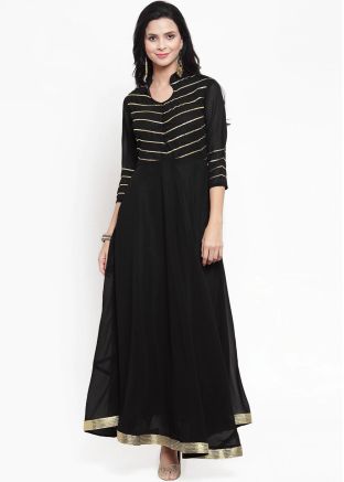 Black Laced Anarkali Kurta Set
