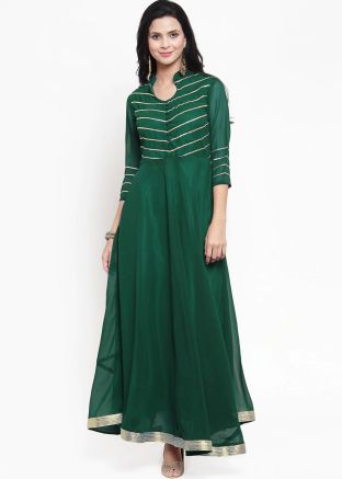 Readymade Green Laced Anarkali Kurta Set