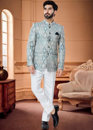 Multicolored Printed Bandhgala Jodhpuri Suit
