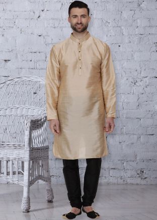 Readymade Beige Dupion Silk Kurta Pajama