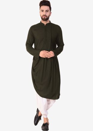 Black Plain Cowl Style Dhoti With Kurta