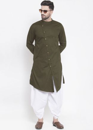 Green Readymade Asymmetric Kurta & Dhoti