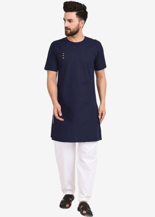 Blue Readymade Kurta Pajama Set