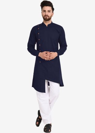 Blue Readymade Asymmetric Kurta Pajama Set