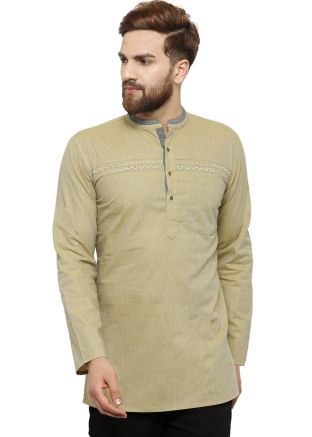 Green Thread Embroidered Short Kurta