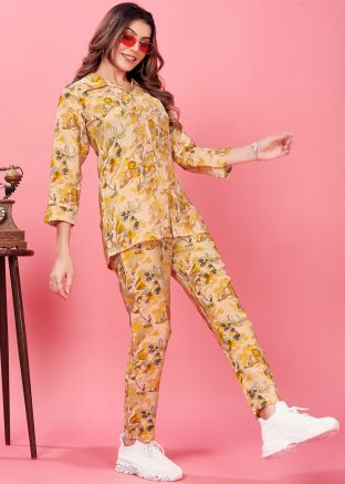 Readymade Beige Floral Print Co-Ord Set