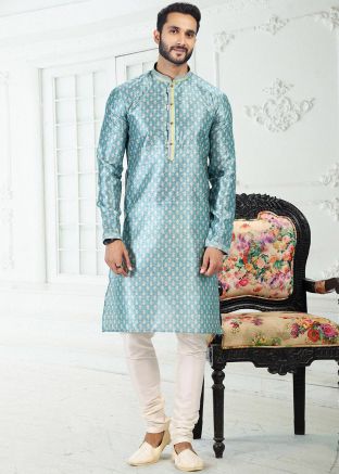 Blue Digital Printed Kurta With Churidar