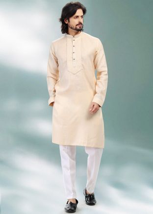 Beige Cotton Mens Kurta Pajama3